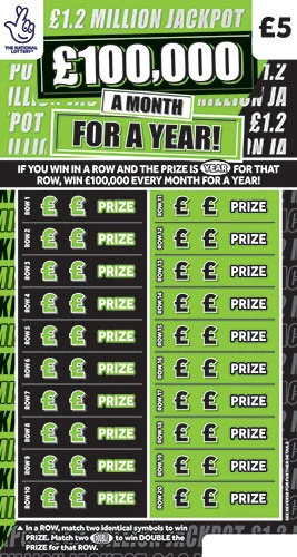 £100,000 A Month For A Year scratch-off ticket