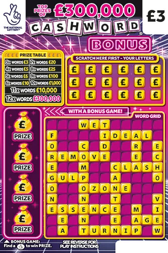 Cashword Bonus scratch-off ticket