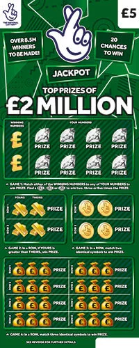 £2 Million Green scratch-off ticket