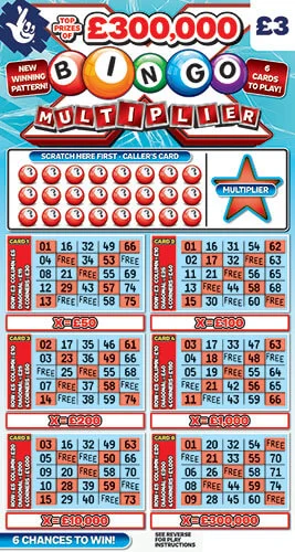 Bingo Multiplier scratch-off ticket