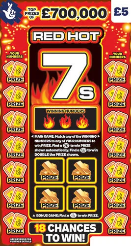 Red Hot 7s scratch-off ticket