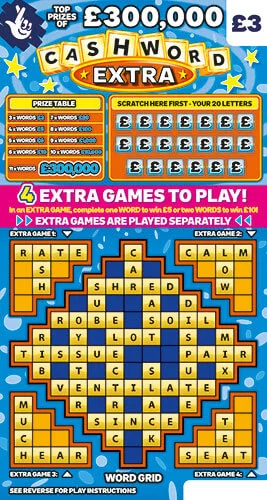 Cashword Extra scratch-off ticket