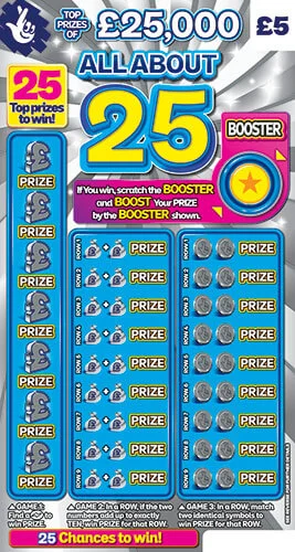 All About 25 scratch-off ticket
