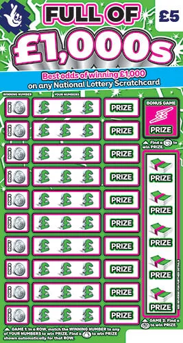 Full Of £1,000s scratch-off ticket