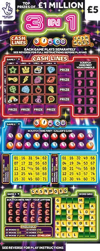 3 In 1 scratch-off ticket