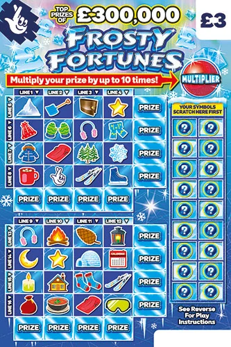 Frosty Fortunes scratch-off ticket