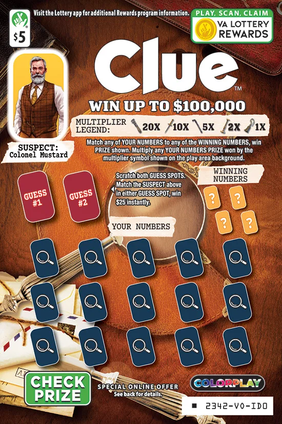 CLUE scratch-off ticket