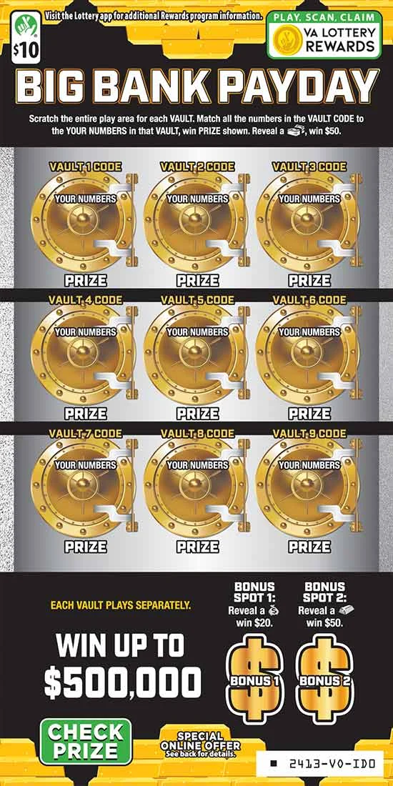 BIG BANK PAYDAY scratch-off ticket