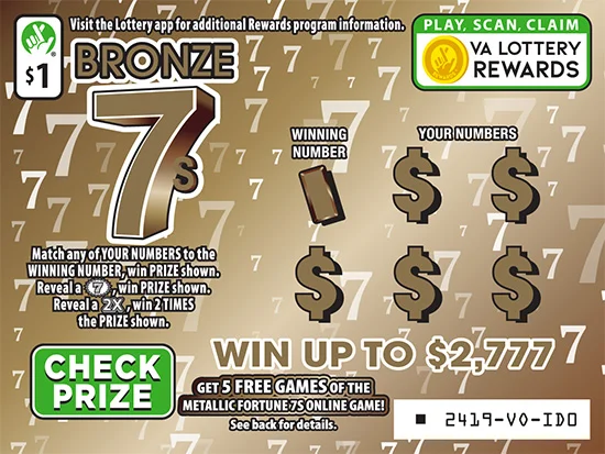 Bronze 7s scratch-off ticket