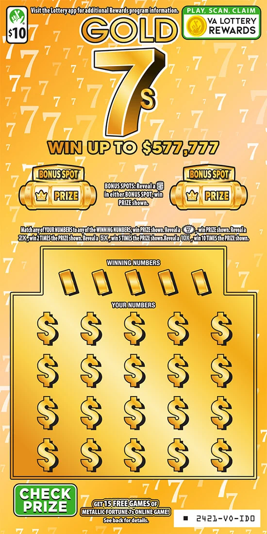 Gold 7s scratch-off ticket