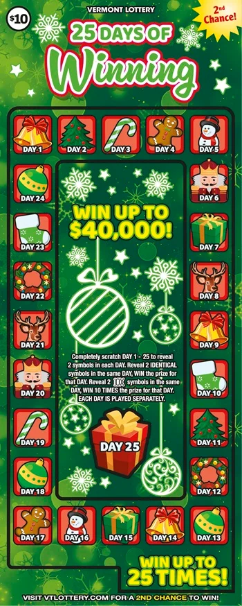 25 Days of Winning scratch-off ticket