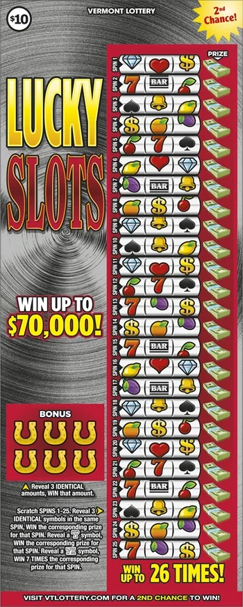 Lucky Slots scratch-off ticket