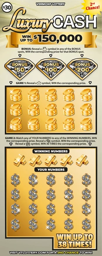 Luxury Cash scratch-off ticket