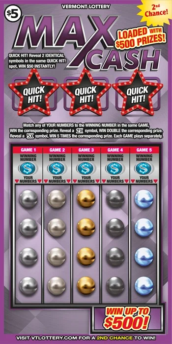 Max Cash scratch-off ticket