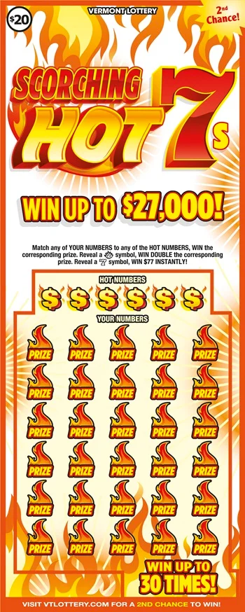 Scorching Hot 7s scratch-off ticket