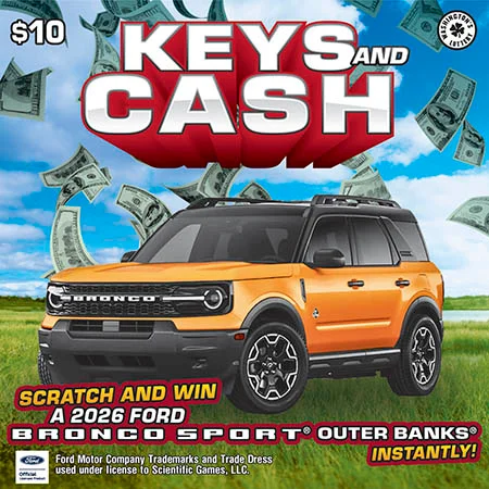 KEYS AND CASH scratch-off ticket