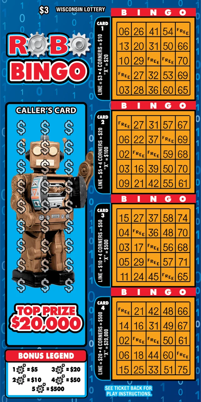 ROBO BINGO scratch-off ticket