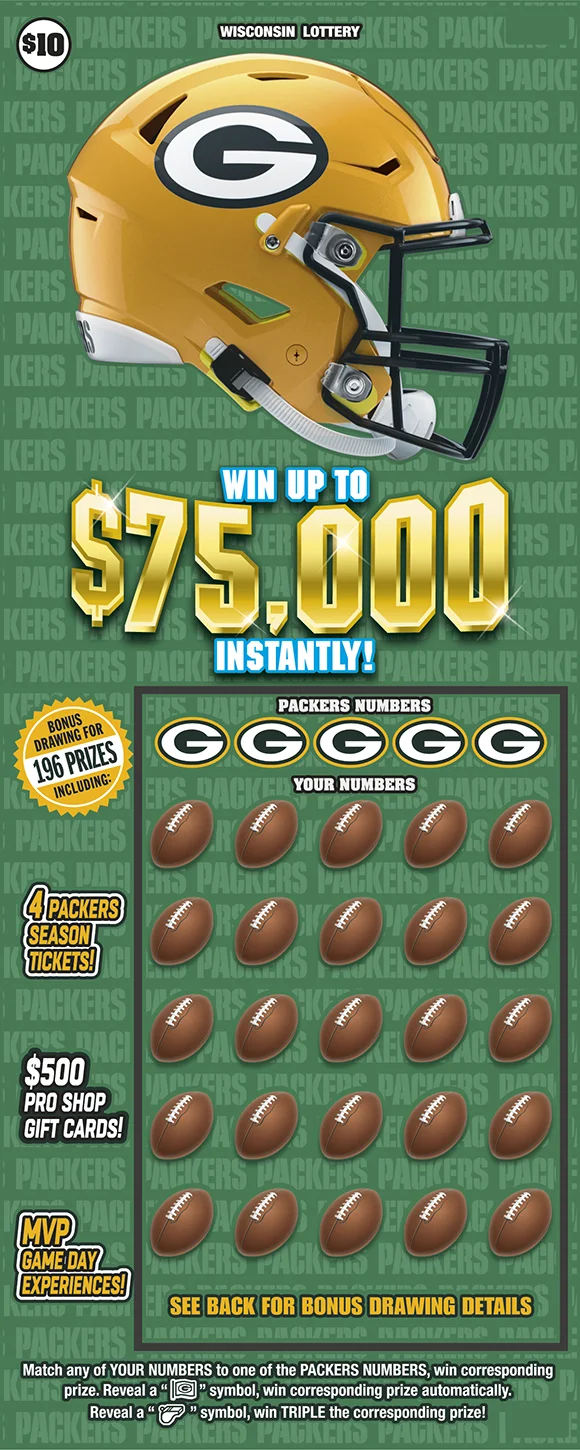 Wisconsin Just Launched 3 New Packers Scratch-Offs, Led by a $10 Game Rated 75