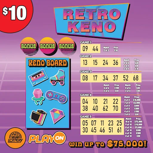 RETRO-BLACK-DUCK-ELECTRIC KENO $10 West Virginia Lottery scratch-off ticket