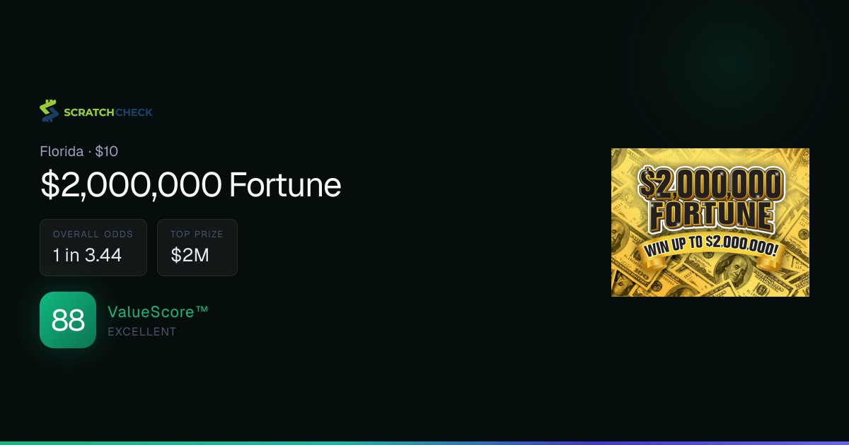 $2,000,000 Fortune - $10 Florida Scratch Off | ScratchCheck