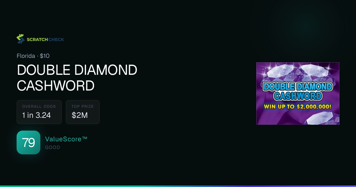 DOUBLE DIAMOND CASHWORD - $10 Florida Scratch Off | ScratchCheck