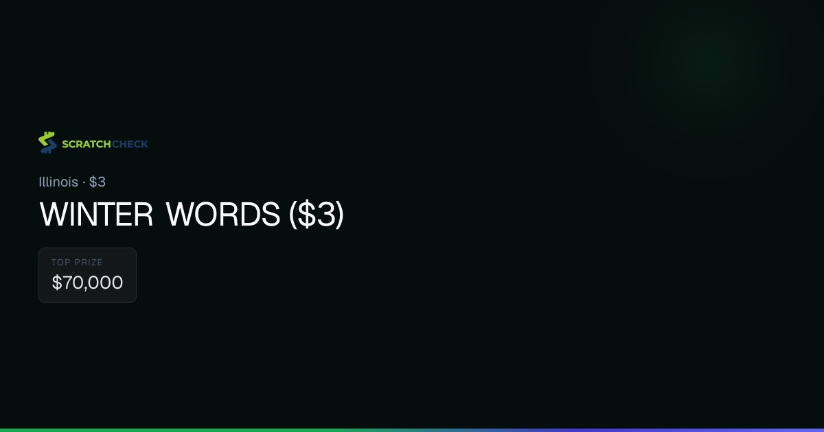 WINTER WORDS ($3) (#7680): Illinois Scratch-Off Odds & Prizes Remaining
