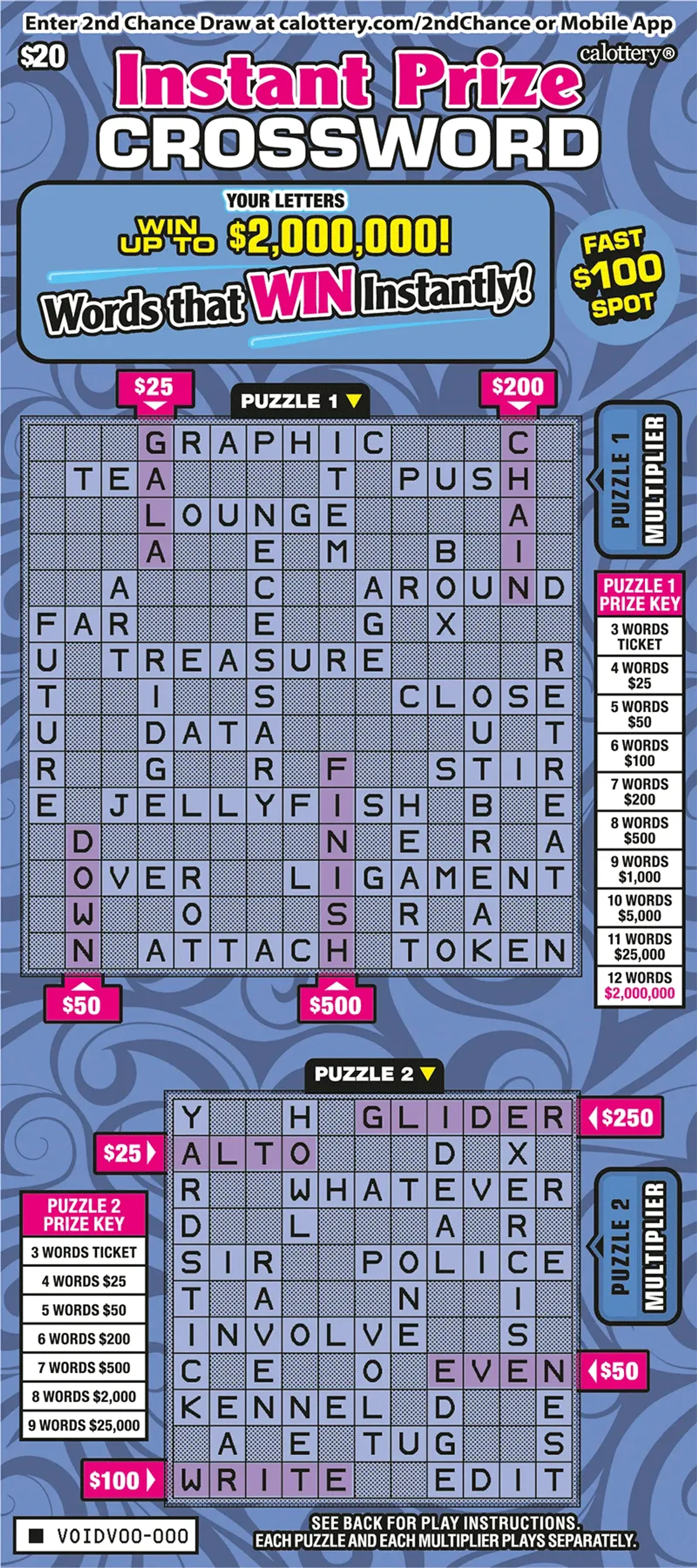Instant Prize Crossword California game. An Undocumented Immigrant says the uncle she asked to claim her $2 million scratcher kept the money