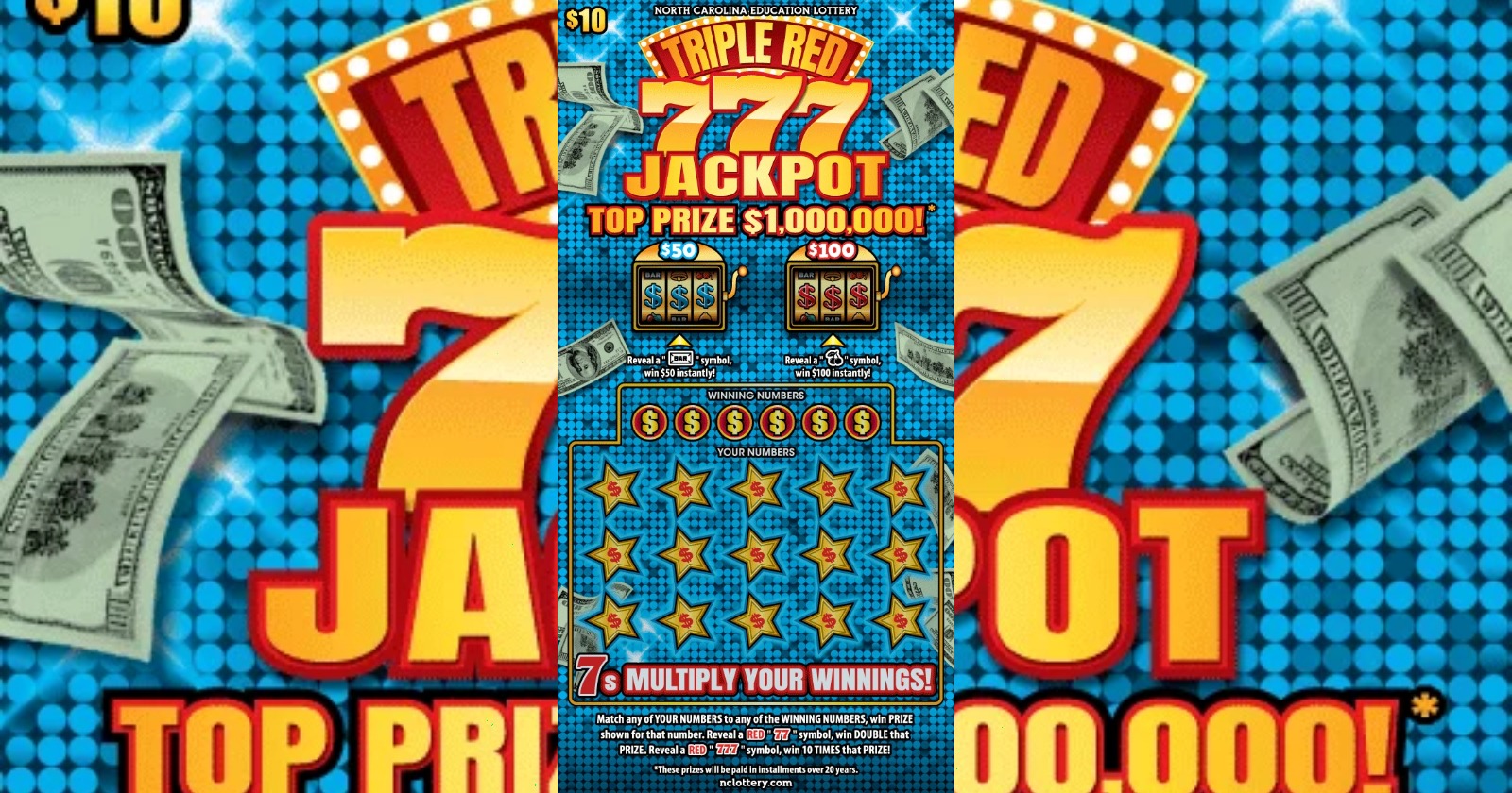 Born on the 7th in '77, he bought a Triple Red 777 ticket and won $1 million