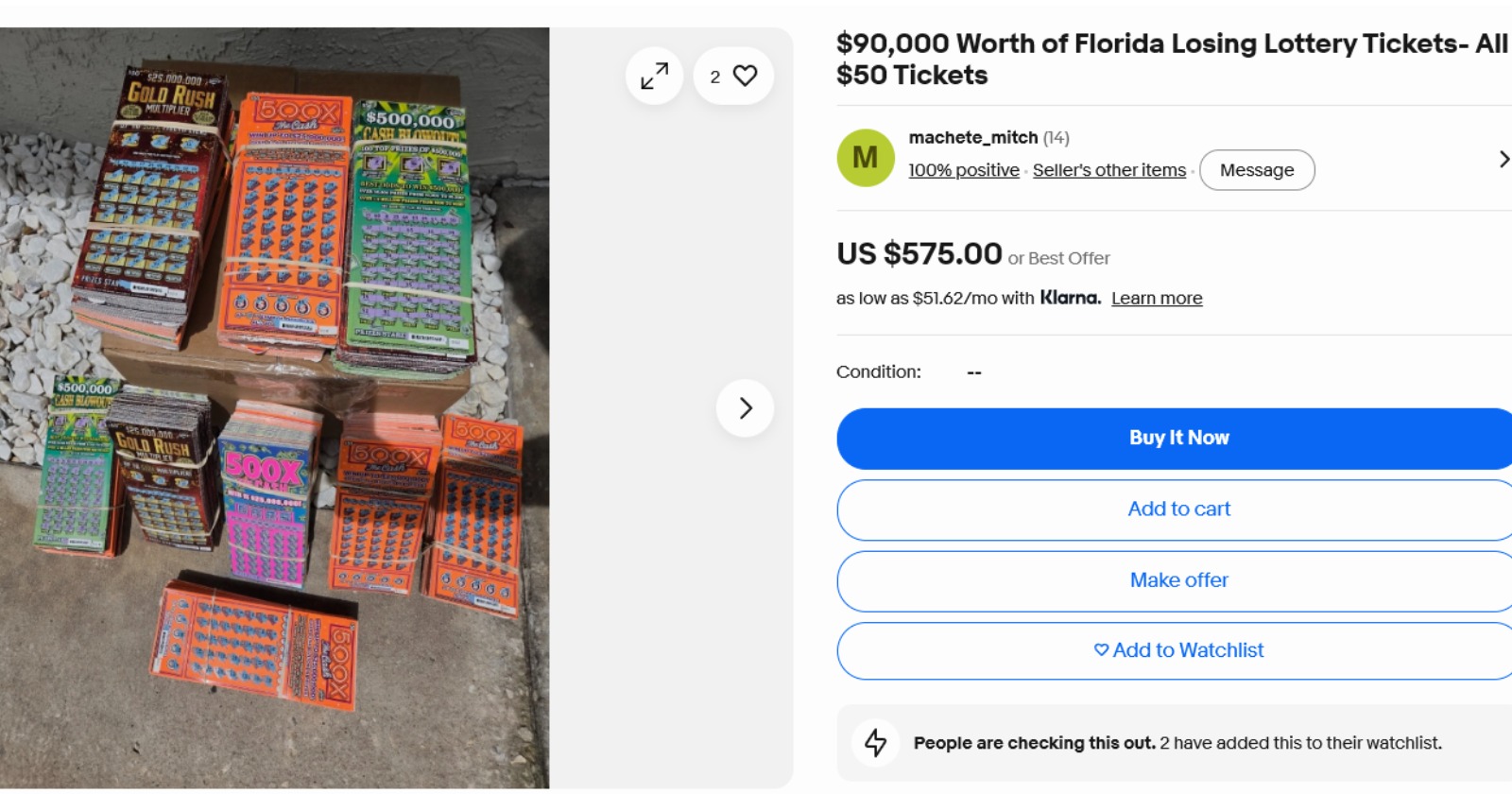 Why are people buying losing lottery tickets on eBay?
