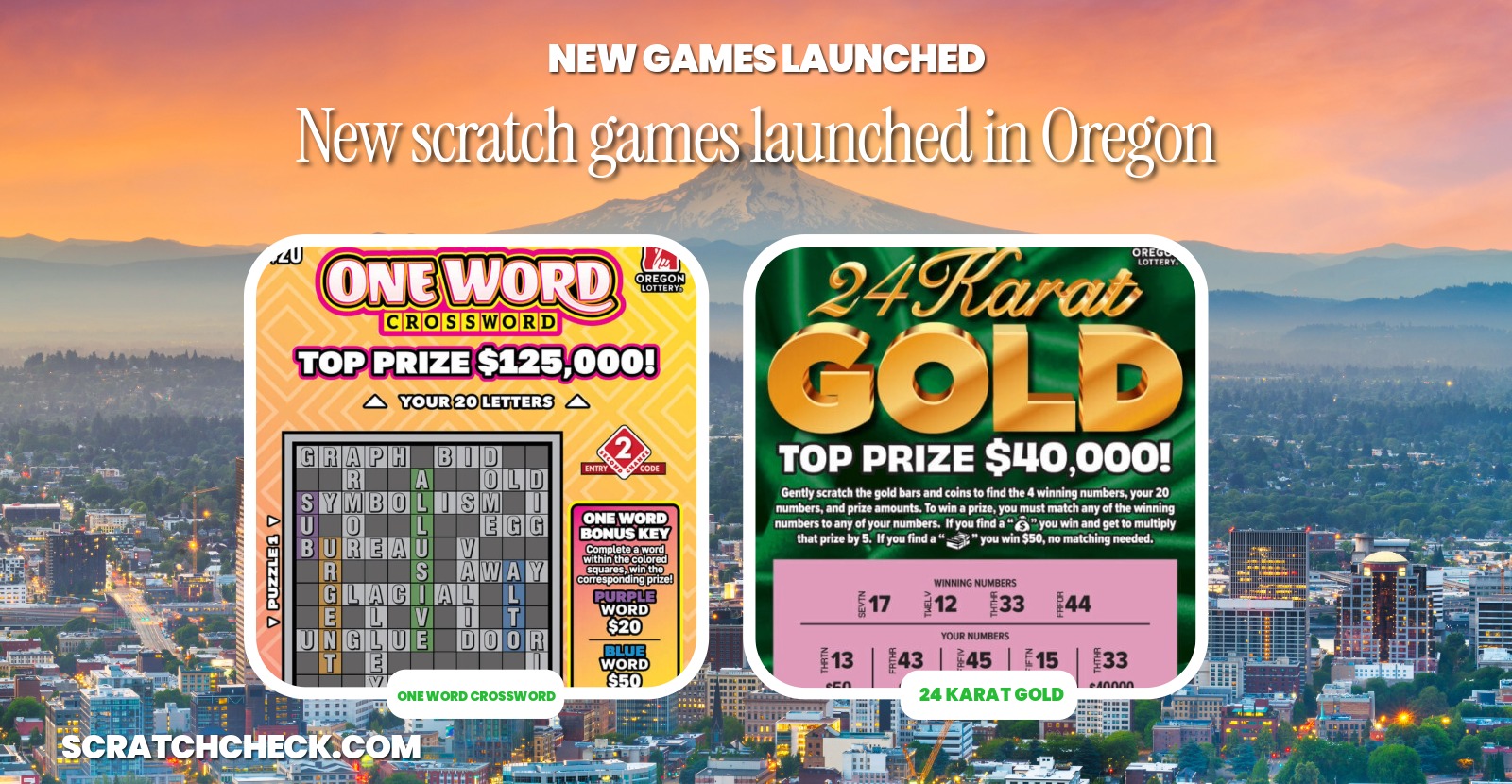 Oregon launched 3 new scratch-offs, and one ranks as the 7th best in the country