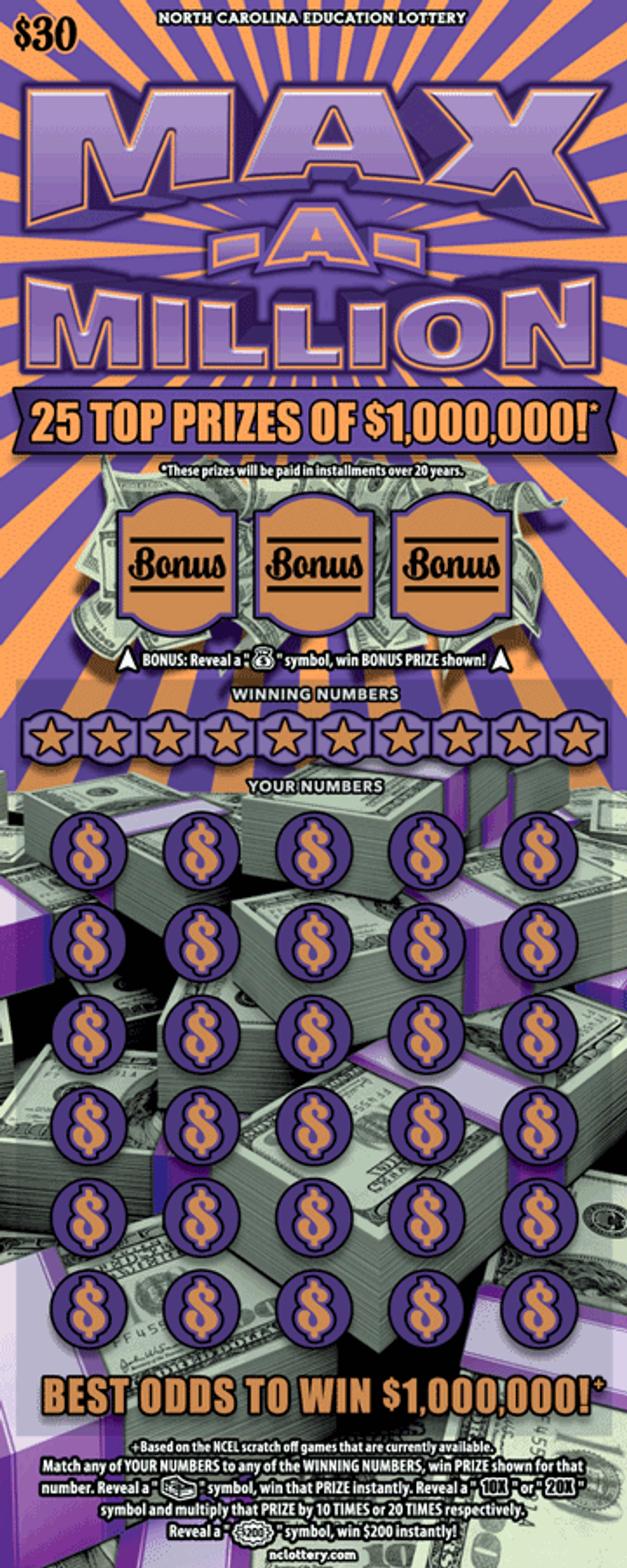 Max-A-Million North Carolina scratch-off