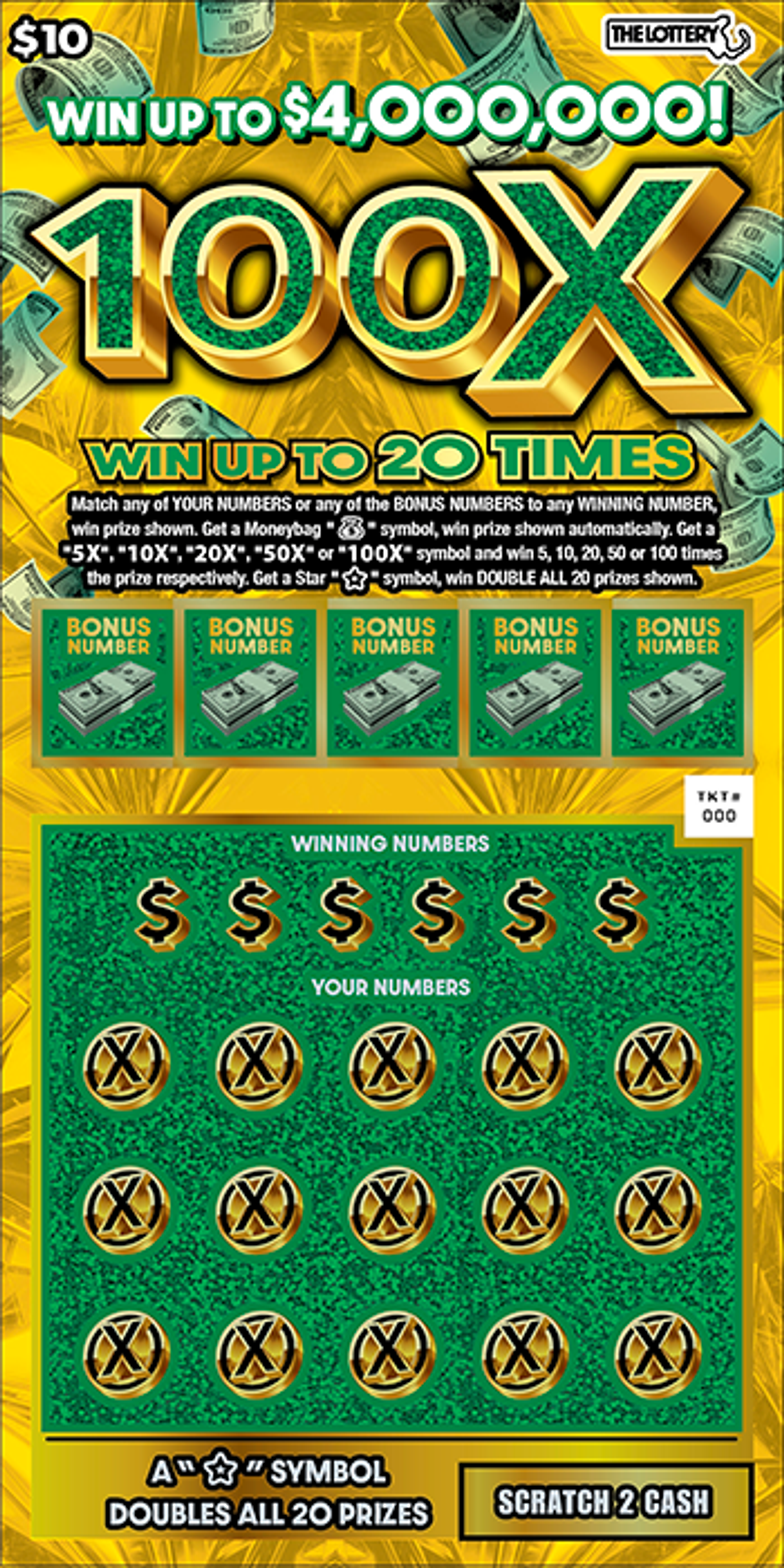 100X Massachusetts scratch ticket