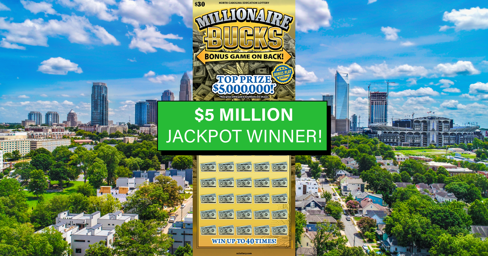 A Tennessee man won $5 million on a North Carolina scratch-off he bought on a work trip