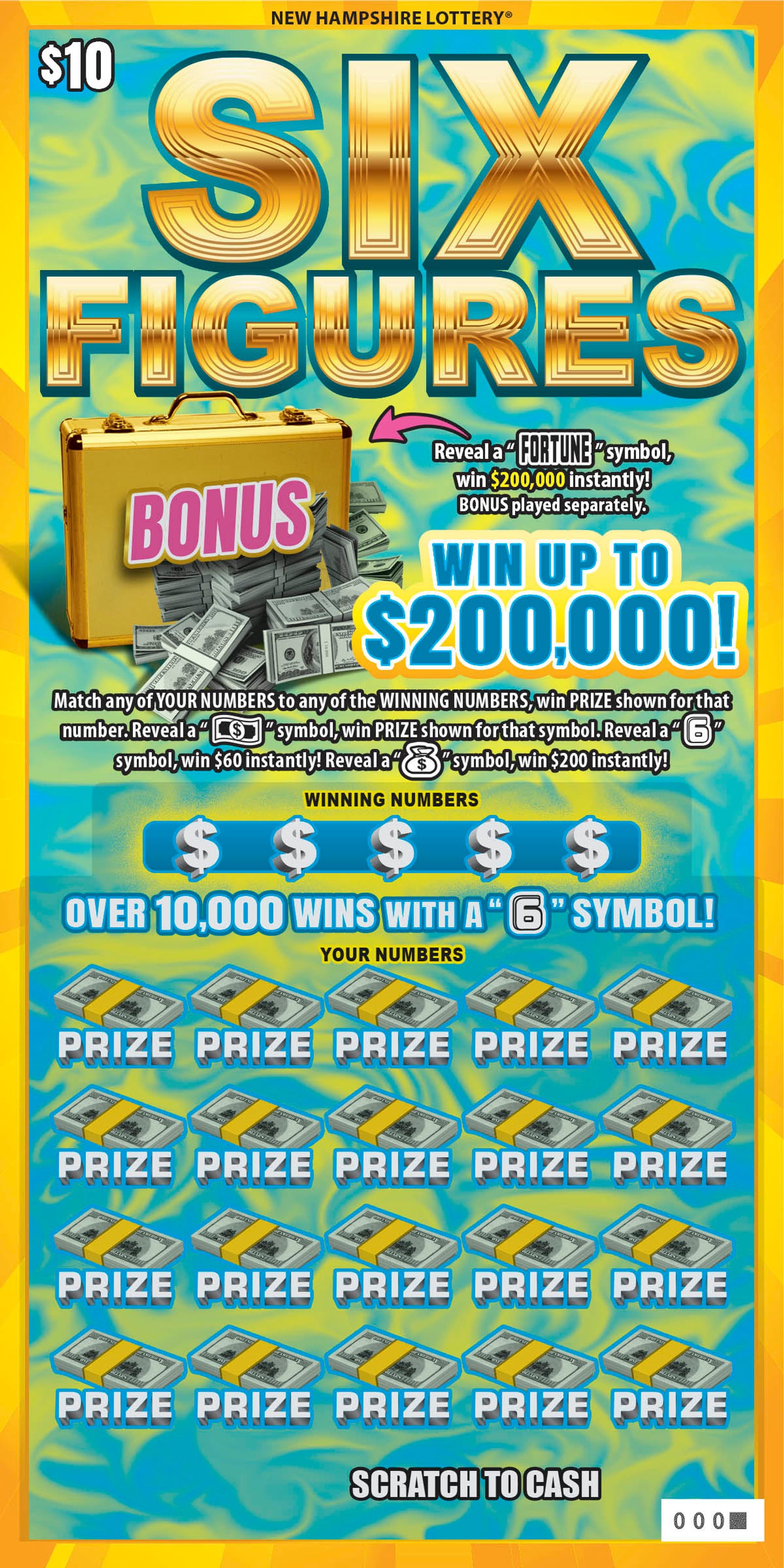 Six Figures New Hampshire Lottery scratch-off ticket