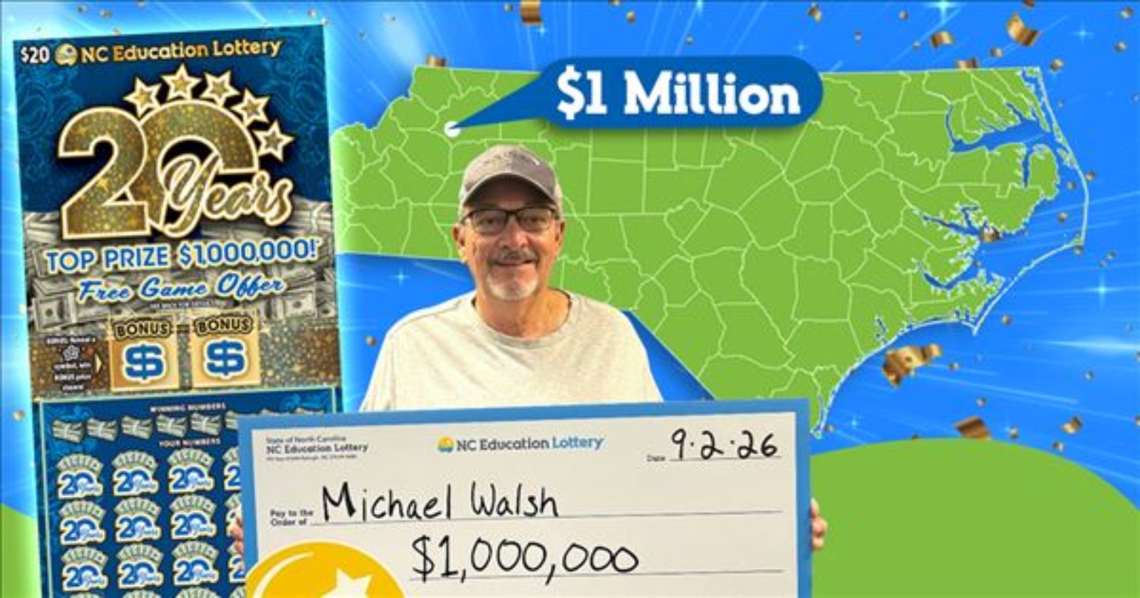 A Wilkes County man won $1 million on a scratch-off and is putting it in a trust for his daughters