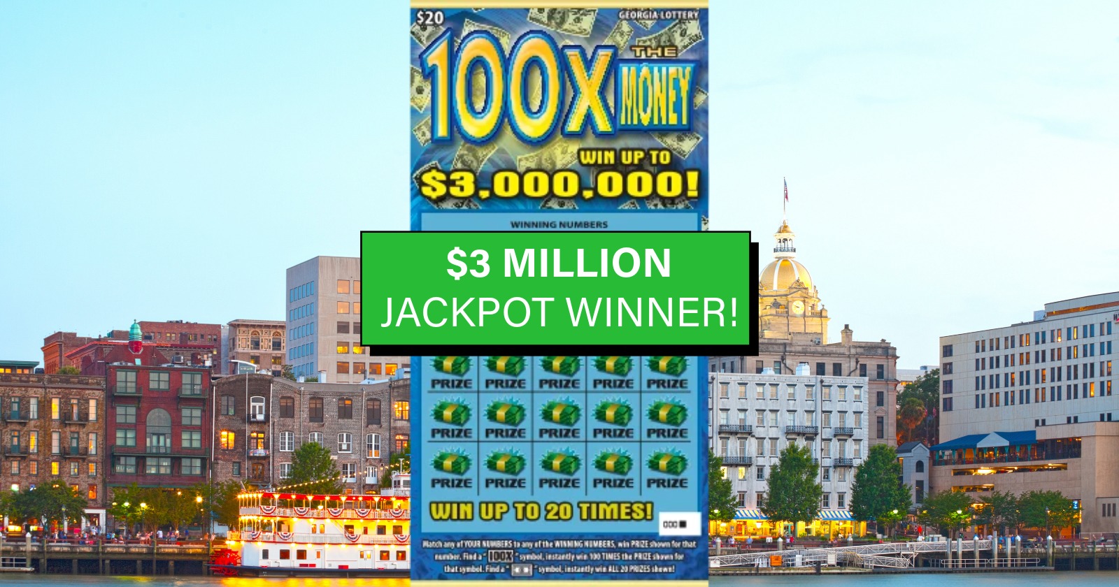 Hinesville, Georgia produces its second $3 million scratch-off winner in 60 days, this time on a game that launched in 2018