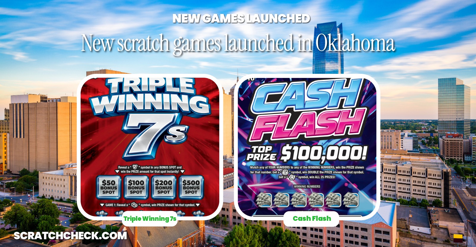 Oklahoma adds six scratch-offs, and the $30 Triple Winning 7s jumps to second best ticket in the state