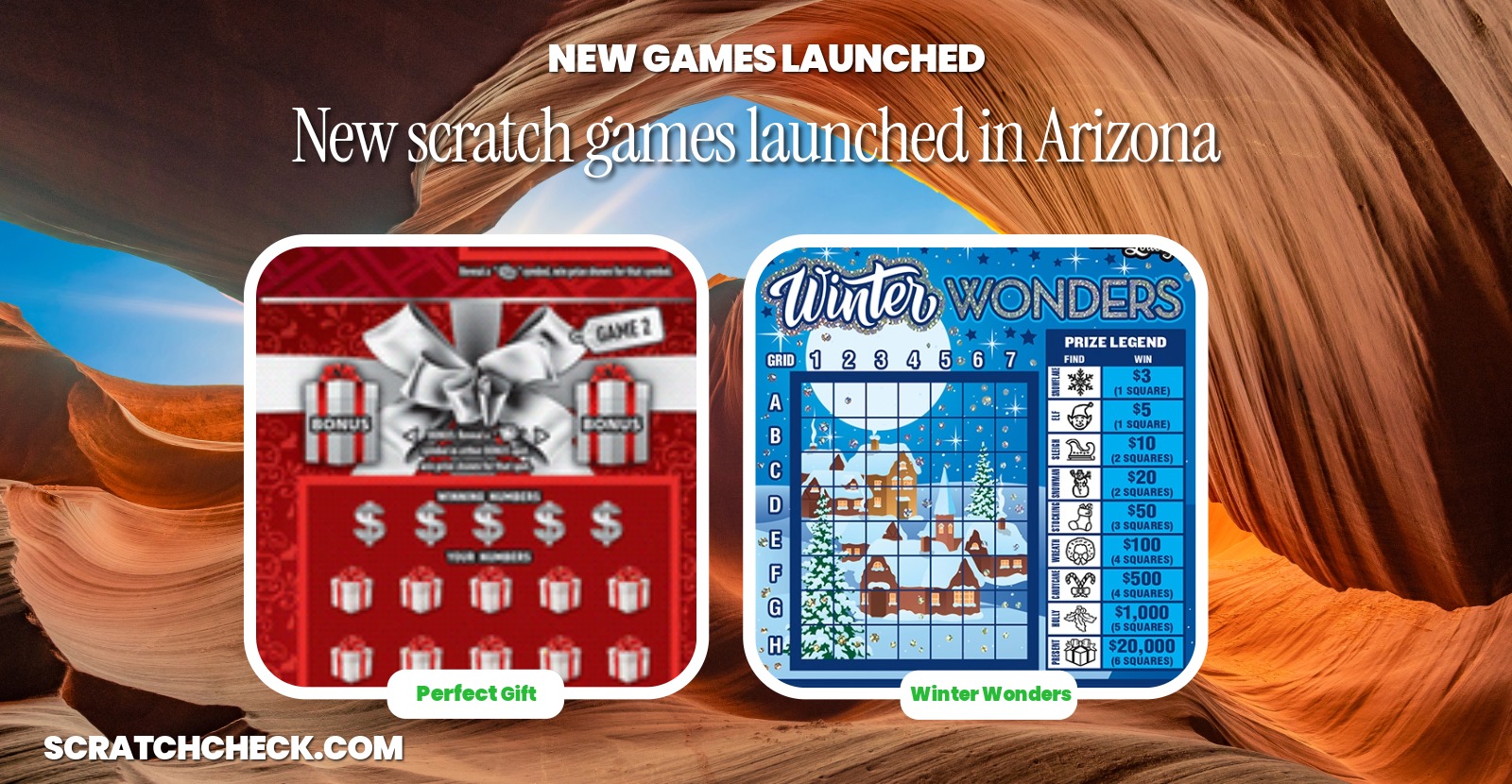 Arizona's holiday scratchers are out, led by a $20 game with a 94.3 ValueScore
