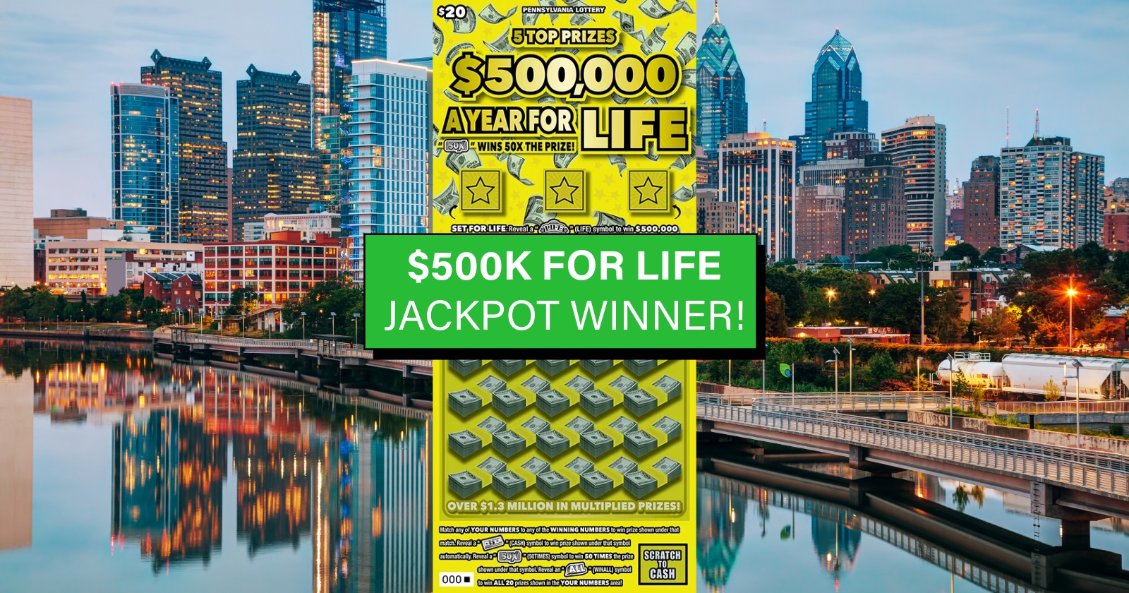 A $500,000 a Year for Life ticket sold in New Brighton, Pennsylvania is the game's second top prize in a week