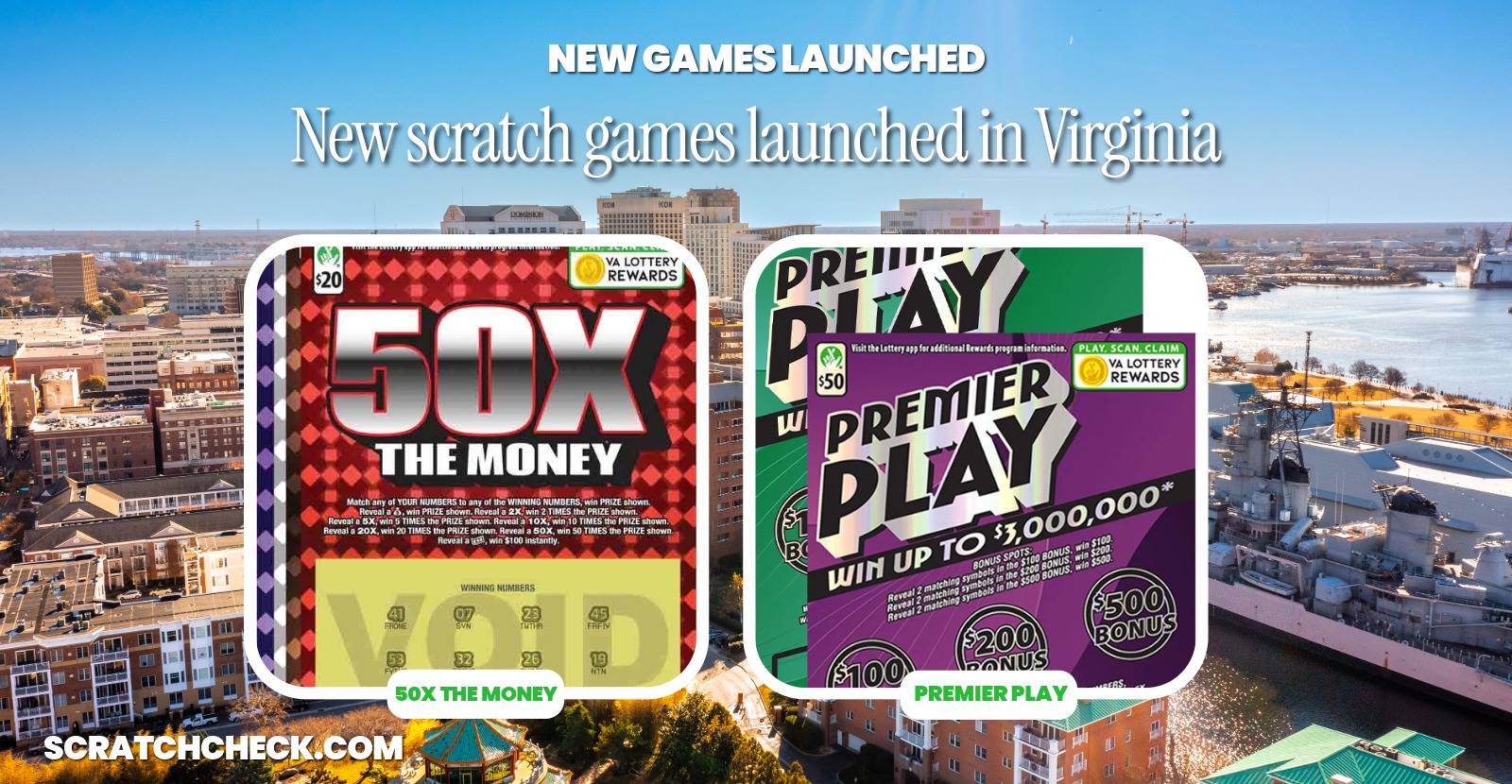 Virginia Lottery launches five new scratch-offs with top prizes up to $3 million