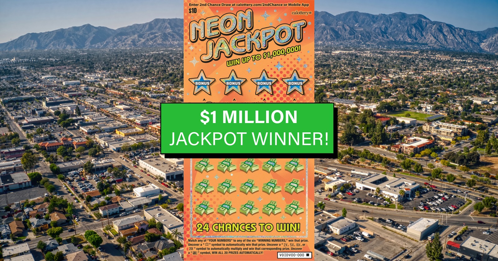 Two "Neon Jackpot" players win $1 million, one in San Fernando and one in Novato