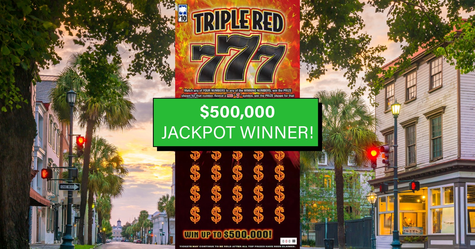 Rock Hill, South Carolina man stops for a $10 scratch-off after work and claims the first $500,000 "Triple Red 777" prize
