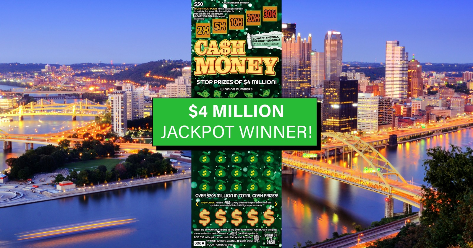 $4 million Pennsylvania scratch-off winner sold at Live! Casino Pittsburgh
