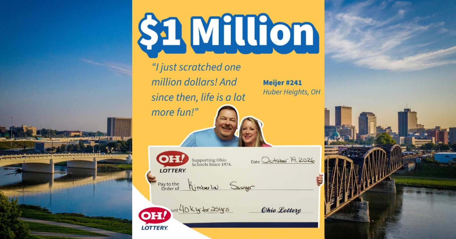Huber Heights woman wins $1 million on Ohio Lottery's $10 "Black Titanium" ticket from Meijer