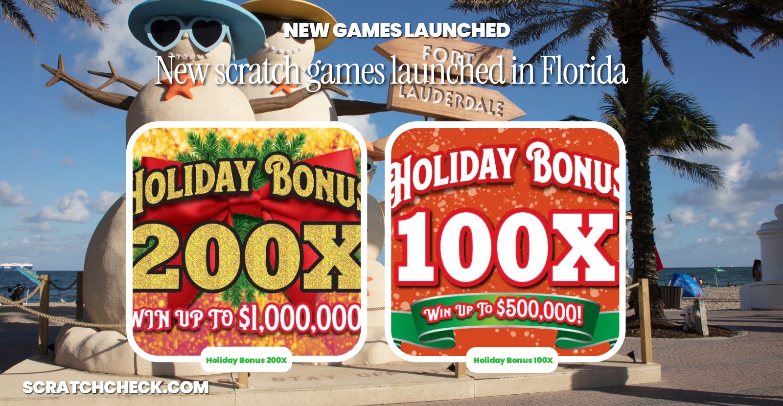 Florida launches five Holiday Bonus scratch-offs from $1 to $20